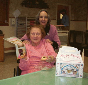 With Janet, we mourn the passing of her mother, Beverly. Here they are pictured together during a visit Janet took with the Jewish students on campus last year.