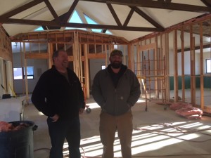 James Spradlin, managing the project for Intermountain, shares a moment of levity with Chris Hohn, maintenance custodian