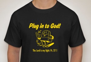 The t-shirts for VBS Day Camp 2017: "Plug into God!"