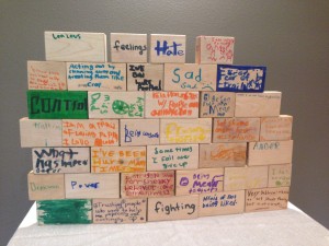 Children were asked to write down the feeling or problem they felt was a big part of the wall they have put up to protect their hearts, but they want God's help to work through so the wall can come down.